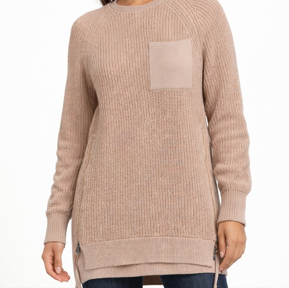 Anthropologie Varley Matteson Beige Tunic Pullover Sweater Size M Oversize